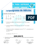 Criptograma de Adición para Cuarto de Primaria