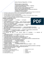 Atividades Sistema Digestorio - 8o Ano