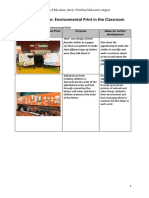 Observation Table: Environmental Print in The Classroom: Bachelor of Education, Early Childhood Education Degree