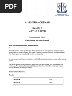 11+ Entrance Exam Sample Maths Paper: Calculators Are Not Allowed