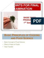 Basic Food Production - Key Points For Final Examination