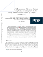 Editorial Note To "A Homogeneous Universe of Constant Mass and Increasing Radius Accounting For The Radial Velocity of Extra-Galactic Nebulæ" by Georges Lema Itre (1927)