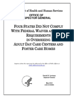 U.S. HHS Oig Four States Did Not Comply With Federal Waiver and State Requirements in Overseeing Adult Day Care Centers and Foster Care Homes