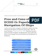 Pros and Cons of ECDIS or Paperless Navigation of Ships