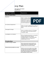 Contingency Plan: Pre-Production