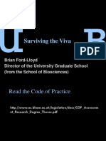 Surviving The Viva: Brian Ford-Lloyd Director of The University Graduate School (From The School of Biosciences)