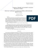 Plato's Concept of Education in Republic' and Aristotle's Concept of Education in Politics' Plato'nun Cumhuriyet' Ve Aristo'nun Politika Adlı Eserlerinde Eğitim Kavramı