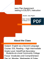 Lesson Plan Assignment TSL645: Reading in ESL/EFL Instruction