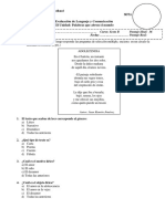 Evaluación Género Lírico SEXTO B