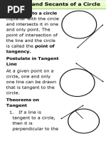 Tangency. Postulate in Tangent Line