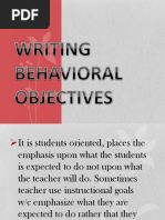 Writing Behavioral Objectives