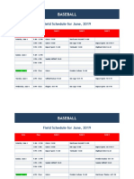 Baseball: Field Schedule For June, 2019