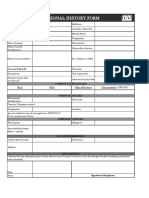 Personal History Form: Name As in Passport