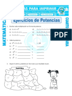 Ficha Ejercicios de Potencias para Cuarto de Primaria