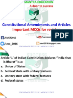 Important Mcqs For Revision: Constitutional Amendments and Articles