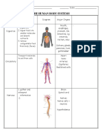 The Human Body Systems: - Notes