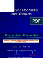 Multiplying Monomials and Binomials