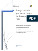 Ensayo Sobre La Gentión de Riesgos de Desastres en El Perú