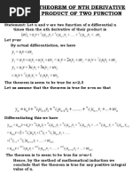 Leibnitz'S Theorem of NTH Derivative of The Product of Two Function