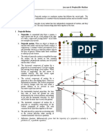 Physics Study Notes Lesson 6 Projectile Motion: Parabola (I.e., A Quadratic Equation)