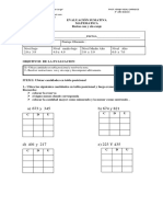 Evaluación Matematica Restas Con y Sin Canje