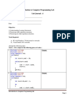 Introduction To Computer Programming Lab Lab Journal - 4: Objective