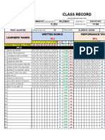 Class Record: IV Learners' Names Written Works Performance Tasks