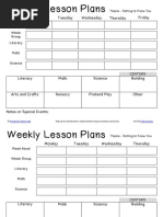 Weekly Lesson Plans: Monday Thursday Friday