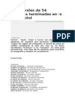 Los Plurales de 54 Palabras Terminadas en