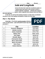 Latitude and Longitude Worksheet World