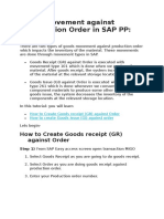 SAP PP - Goods Movement Against Production Order