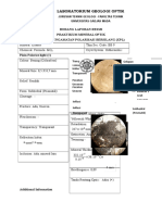 Laboratorium Geologi Optik: Borang Laporan Resmi Praktikum Mineral Optik Acara: Pengamatan Polarisasi Bersilang (XPL)