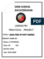 Sainik School Amaravathinagar: Chemistry Practical Project Topic Analysis of Soft Drinks