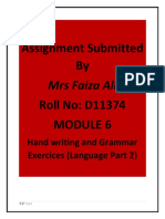 Assignment Submitted by Roll No: D11374: Mrs Faiza Ali