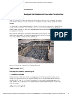 Quantity and Rate Analysis For Reinforced Concrete Construction