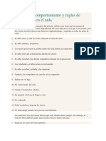 Normas de Comportamiento y Reglas de Convivencia en El Aula