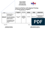 Action Plan in School Level Roll-Out of The Regional Training On Critical Content in English 7