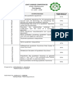 Least Learned Competencies First Quarter: Grade 9 Mathematics