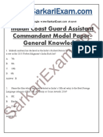 Indian Coast Guard Assistant Commandant Model Paper-General Knowledge