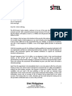 Sitel Philippines: To: Mr. Sotico Calimag City of Tuguegarao PESO Manager Dear Mr. Sotico Calimag
