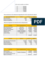 These Overhead Are To Be Allocated and Apportioned To The Four Departements Using The Information Below