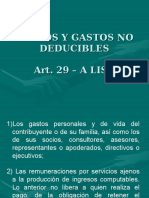 Art. 29 - A Costos y Gastos No Deducibles