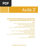 Aula 2 Espectrofotometria de Absorcao Molecular Na Regiao Do Uv Vis Elisangela de Andrade Passos PDF