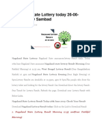 Nagaland State Lottery Today 26-06-2019, Lottery Sambad