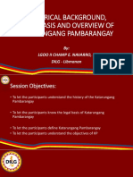 Historical Background and Legal Basis of Katarungang Pambarangay