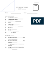 Name: - Date: - : Mathematics Grade 3 Whole Numbers