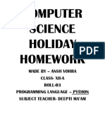 Computer Science Holiday Homework