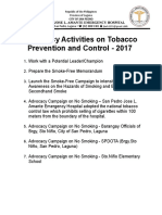 Advocacy Activities On Tobacco Prevention and Control