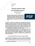 Differences Between Beliefs and Knowledge Systems - Abelson, 1979