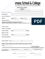 Admission Form - 2013: For Office Use